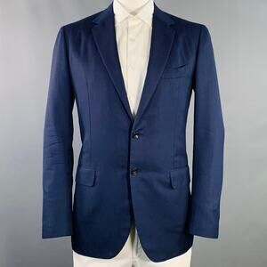 SARTORIO Size 44 Regular Navy Wool Notch Lapel Sport Coat